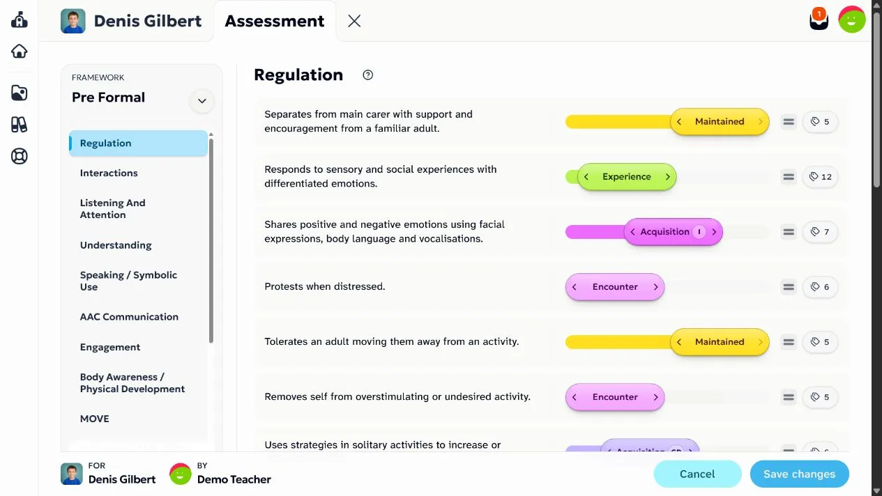 Current Voyage assessment workspace using synthetic pupil data